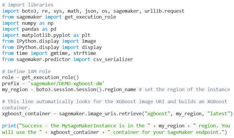 Amazon SageMaker code