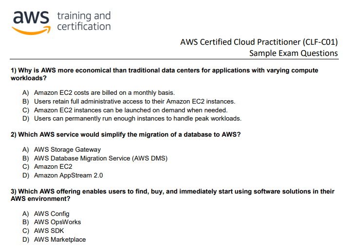 AWS Cloud Practitioner (CLFC02) Testprep Training Tutorials