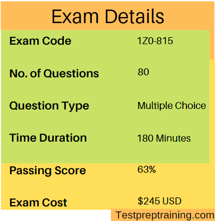 Oracle exam details