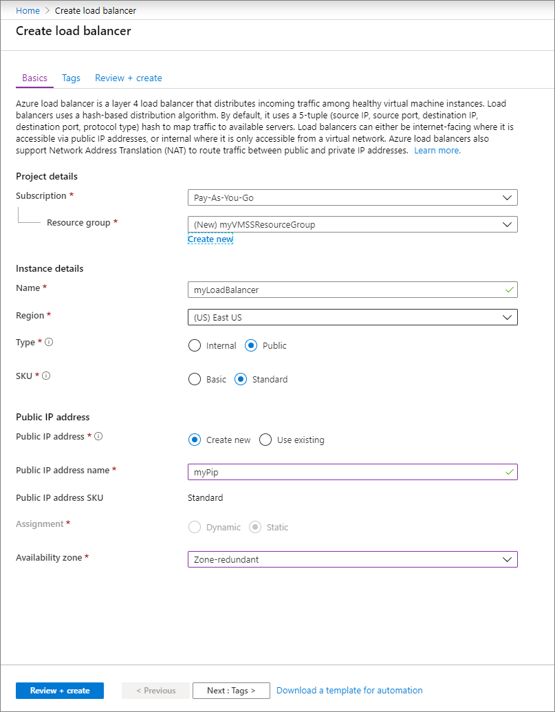 Quickstart : Creating a virtual machine scale set 