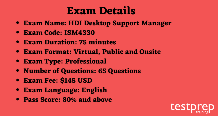 HDI Desktop Support Manager exam details