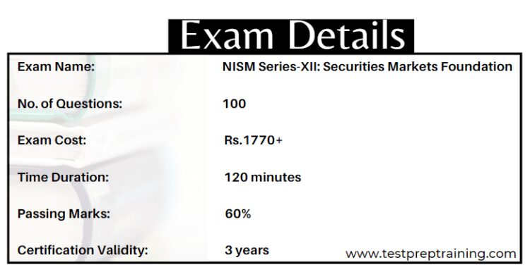 NISM Series-XII: Securities Markets Foundation Exam exam details