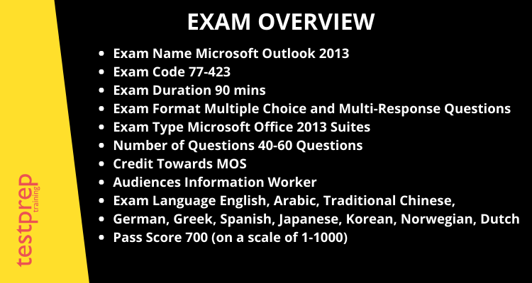 Outlook 2013 (77-423) exam overview