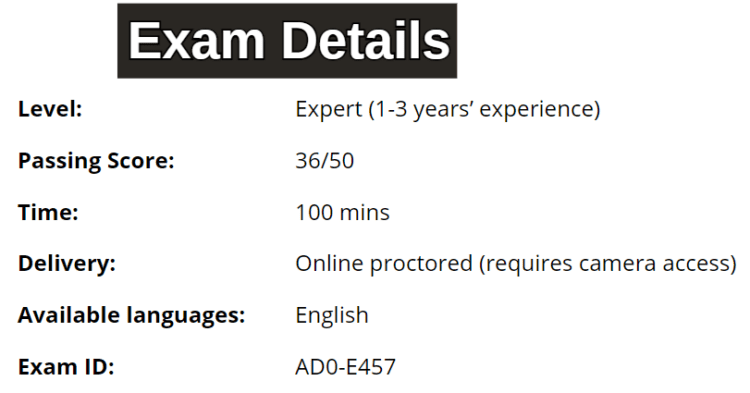 Adobe Audience Manager Business Practitioner Expert (AD0-E457) exam details